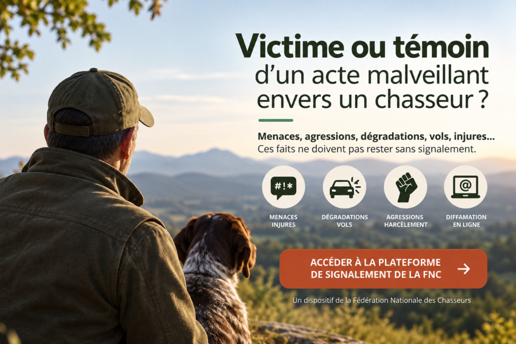 Victime ou témoin d’un acte malveillant envers un chasseur ? Signalez-le